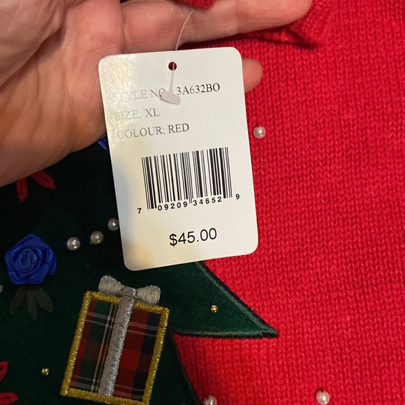 NWT Crystal Kobe Christmas Holiday Tree Sweater Size XL - Picture 5 of 7